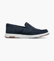 Nunn Bush Luca Suede Moc Toe Venetian Slip On Shoes Navy 85102-410