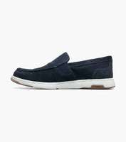 Nunn Bush Luca Suede Moc Toe Venetian Slip On Shoes Navy 85102-410