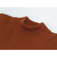 Men's Sweater Knit By BRANGO Turkey Mock Neck Cotton Blend 21050 Tobacco