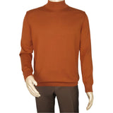 Men's Sweater Knit By BRANGO Turkey Mock Neck Cotton Blend 21050 Tobacco