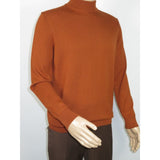 Men's Sweater Knit By BRANGO Turkey Mock Neck Cotton Blend 21050 Tobacco