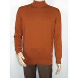Men's Sweater Knit By BRANGO Turkey Mock Neck Cotton Blend 21050 Tobacco