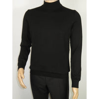 Men's Sweater Knit By BRANGO Turkey Mock Neck Cotton Blend 21050 Black
