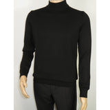 Men's Sweater Knit By BRANGO Turkey Mock Neck Cotton Blend 21050 Black