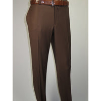 Men's MONO Turkey Slacks 100% Wool Plain Front Slim Fit 2502-12 Coco Brown