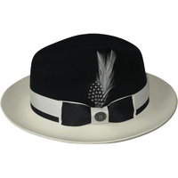 Mens Bruno Capelo Dress Hat Australian Wool Fedora Caesar CA350 Black Ivory new