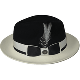 Mens Bruno Capelo Dress Hat Australian Wool Fedora Caesar CA350 Black Ivory new