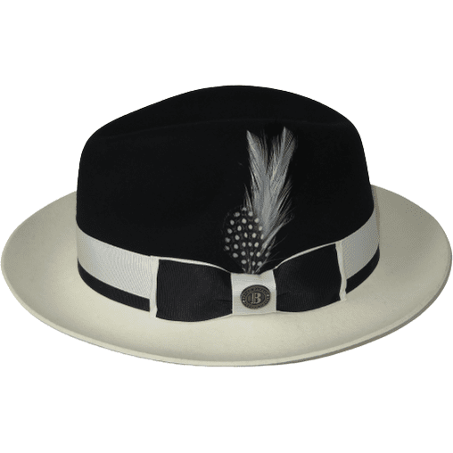 Mens Bruno Capelo Dress Hat Australian Wool Fedora Caesar CA350 Black Ivory new