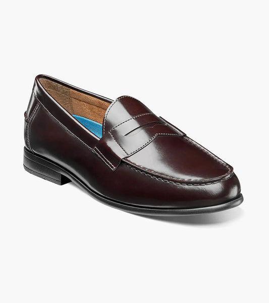 Nunn Bush Drexel Moc Toe Penny Loafer Dress Shoes Burgundy 84744-601