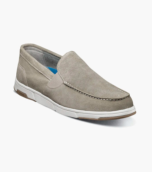 Nunn Bush Luca Suede Moc Toe Venetian Slip On Shoes Gray 85102-020