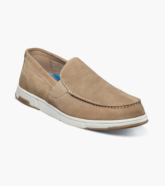 Nunn Bush Luca Suede Moc Toe Venetian Slip On Shoes Stone 85102-275