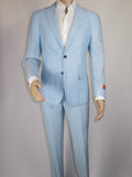 Men's ENZO Linen Spring Summer Suit Light Weight Breathable E58302-9 Light Blue