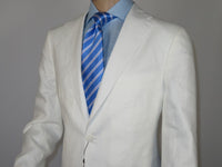 Men's ENZO Linen Spring Summer Suit Light Weight Breathable E58302-1 White