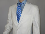 Men's ENZO Linen Spring Summer Suit Light Weight Breathable E58302-1 White