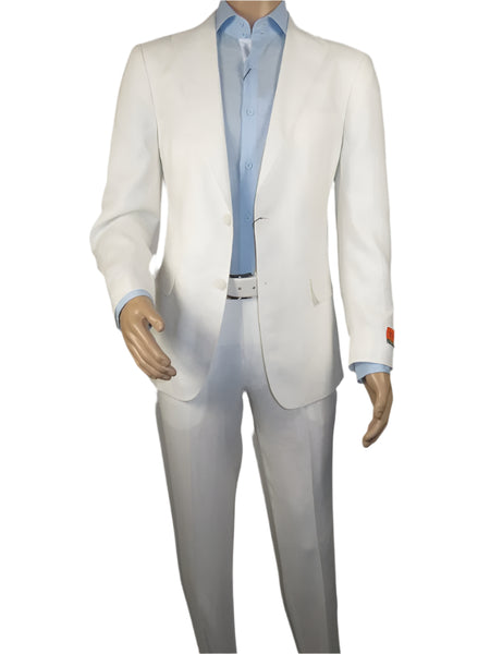 Men's ENZO Linen Spring Summer Suit Light Weight Breathable E58302-1 White