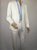 Men's ENZO Linen Spring Summer Suit Light Weight Breathable E58302-1 White