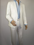 Men's ENZO Linen Spring Summer Suit Light Weight Breathable E58302-1 White