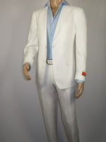 Men's ENZO Linen Spring Summer Suit Light Weight Breathable E58302-1 White