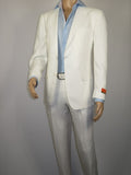 Men's ENZO Linen Spring Summer Suit Light Weight Breathable E58302-1 White