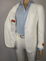 Men's ENZO Linen Spring Summer Suit Light Weight Breathable E58302-1 White