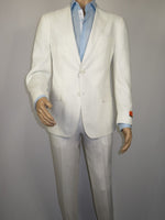 Men's ENZO Linen Spring Summer Suit Light Weight Breathable E58302-1 White