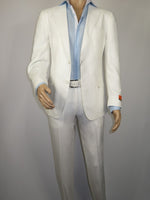 Men's ENZO Linen Spring Summer Suit Light Weight Breathable E58302-1 White