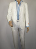 Men's ENZO Linen Spring Summer Suit Light Weight Breathable E58302-1 White