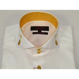 Mens AXXESS Musician Singer Cotton Shirt Turkey Musical Notes 724-23 White Gold