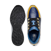 Belvedere Genuine Ostrich Leg and Soft Calf Dressy Sneaker Gold Blue Black H02