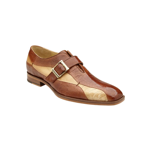 Belvedere Shoes Marte Genuine Ostrich Leg single buckle monk strap Camel R810