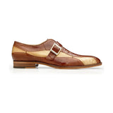 Belvedere Shoes Marte Genuine Ostrich Leg single buckle monk strap Camel R810