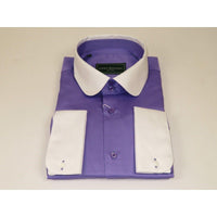 Men 100% Cotton Shirt CIERO MONTERO Turkey #STN 240 Purple/White Collar Slim Fit - J.Valintin Men's Wear Legend - 101039