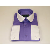 Men 100% Cotton Shirt CIERO MONTERO Turkey #STN 240 Purple/White Collar Slim Fit - J.Valintin Men's Wear Legend - 101039