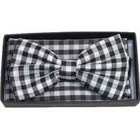 Men Bow Tie Hankie J.Valintin Formal Tuxedo, Business #BT9 Black White Checker - J.Valintin Men's Wear Legend - 92511