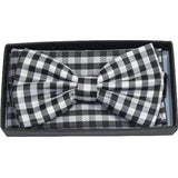Men Bow Tie Hankie J.Valintin Formal Tuxedo, Business #BT9 Black White Checker - J.Valintin Men's Wear Legend - 92511