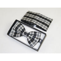 Men Bow Tie Hankie Set Formal Event For Tuxedo or Business Suit #BT6 Black Gray - J.Valintin Men's Wear Legend - 92506