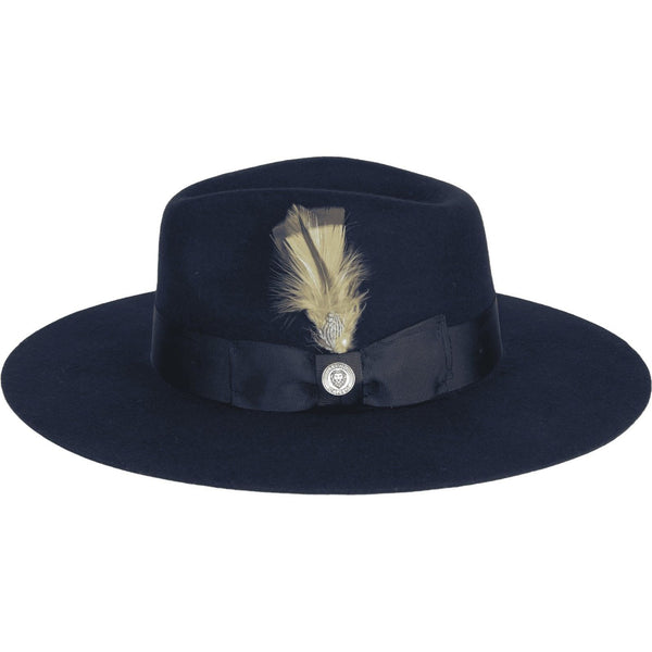 Mens Hat By BRUNO CAPELO Australian Wool Wide Brim Fedora Duke DU722 Navy - J.Valintin Men's Wear Legend - DU722 - Navy - S