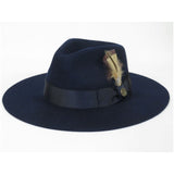 Mens Hat By BRUNO CAPELO Australian Wool Wide Brim Fedora Duke DU722 Navy - J.Valintin Men's Wear Legend - DU722 - Navy - S