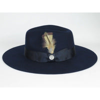 Mens Hat By BRUNO CAPELO Australian Wool Wide Brim Fedora Duke DU722 Navy - J.Valintin Men's Wear Legend - DU722 - Navy - S
