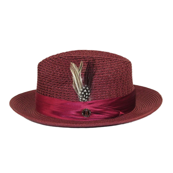 Men's Summer Spring Braid Straw style Hat by BRUNO CAPELO JULIAN JU912 Burgundy - J.Valintin Men's Wear Legend - 100413