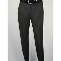 Men Suit BERLUSCONI Italian Wool 180's Pin Stripe One Button Peak UGS95-4 Black