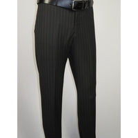 Men Suit BERLUSCONI Italian Wool 180's Pin Stripe One Button Peak UGS95-4 Black