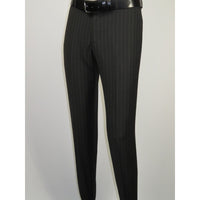 Men Suit BERLUSCONI Italian Wool 180's Pin Stripe One Button Peak UGS95-4 Black