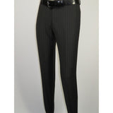 Men Suit BERLUSCONI Italian Wool 180's Pin Stripe One Button Peak UGS95-4 Black