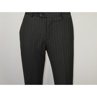 Men Suit BERLUSCONI Italian Wool 180's Pin Stripe One Button Peak UGS95-4 Black