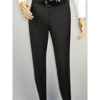 Men Suit BERLUSCONI Italian Wool 180's Pin Stripe One Button Peak UGS95-4 Black